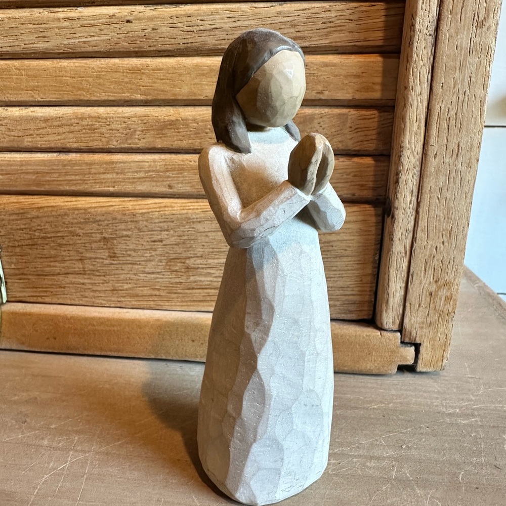 Willow Tree Praying Woman Sculpture in Cream and Brown